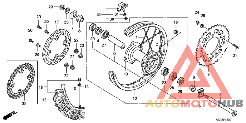 Rear wheel complete assy