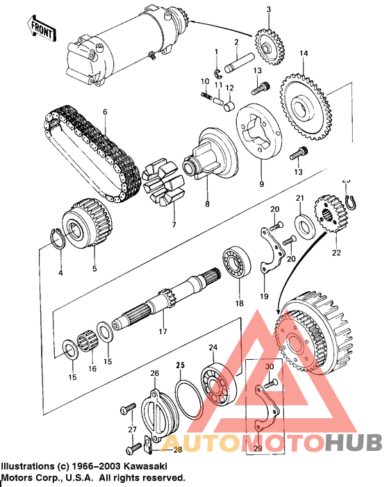 Secondary shaft/starter clutch