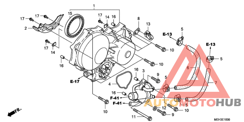 Left crankcase cover/wate r pump