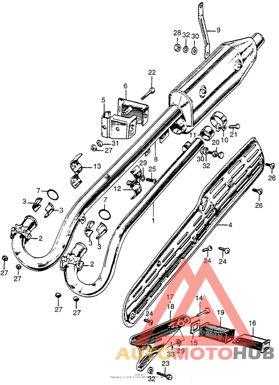Cl175 muffler + pillion step