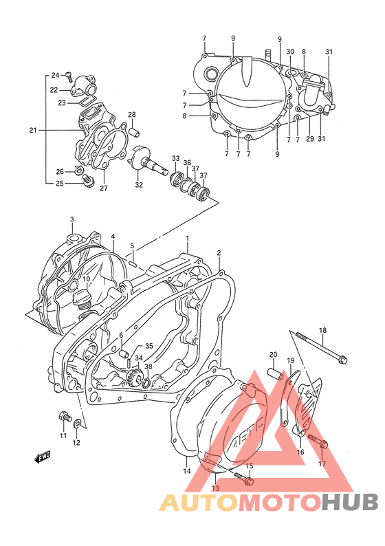 Crankcase cover - water pump