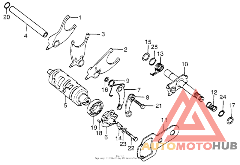 Shift drum + shift fork