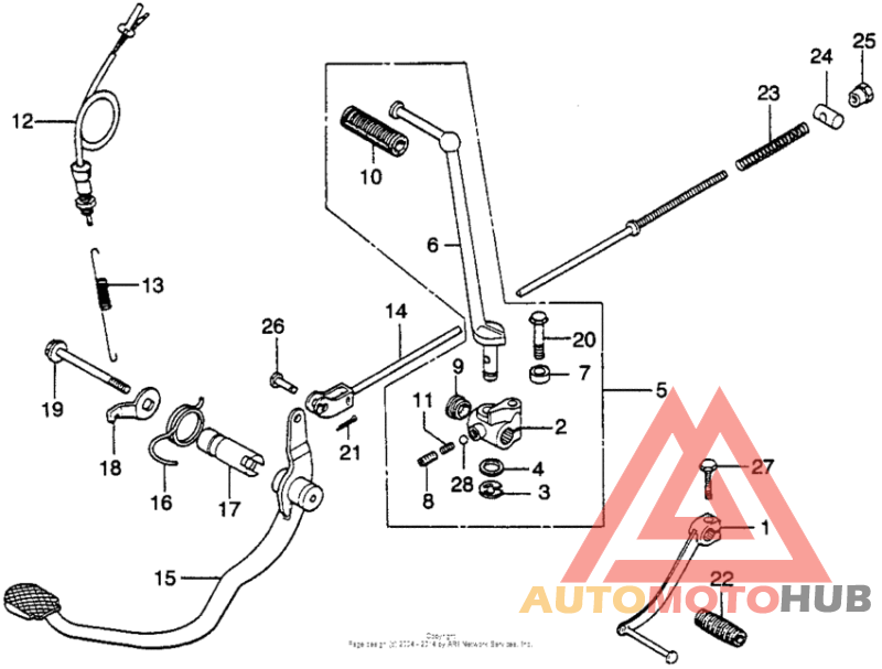 Brake pedals + kick starter arm