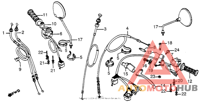 Handle lever + cable + switch + mirror
