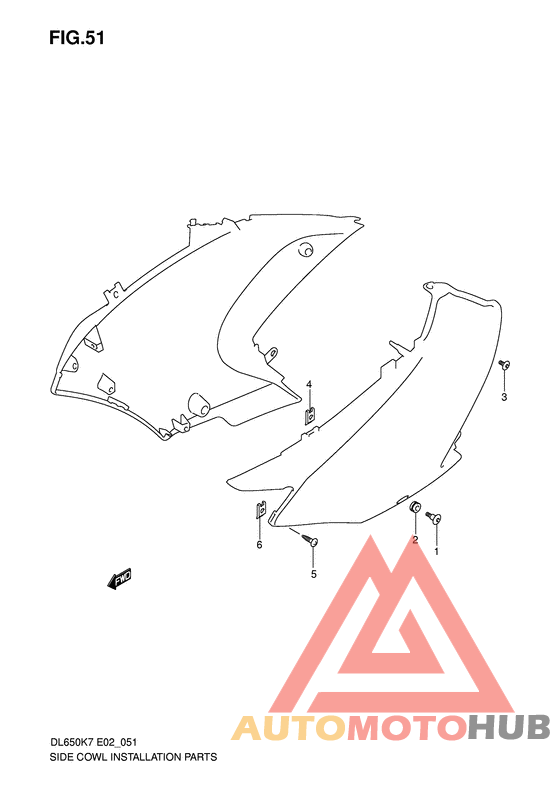 Side cowling installation parts