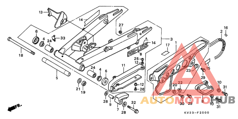 Rear fork/drive chain