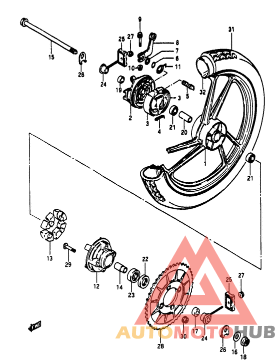 Rear wheel complete assy