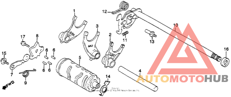 Shift drum + shift fork