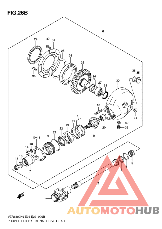 Propeller shaft/final drive gear