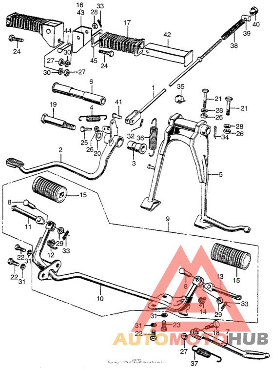 Brake pedal + step + stand