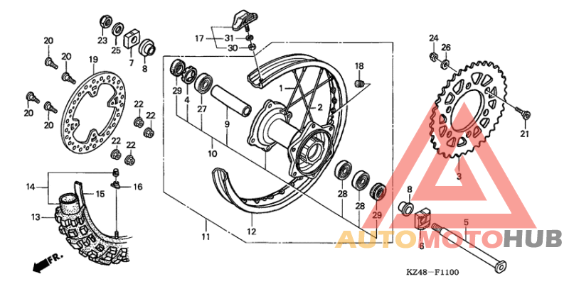 Rear wheel complete assy