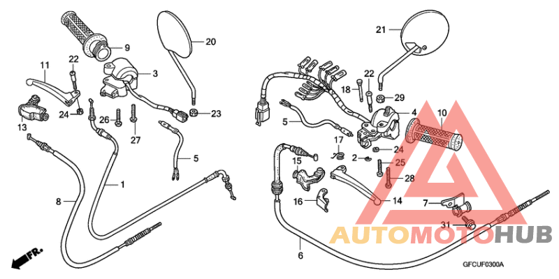 Handle lever/switch/cable