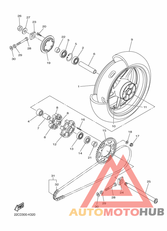 Rear wheel complete assy