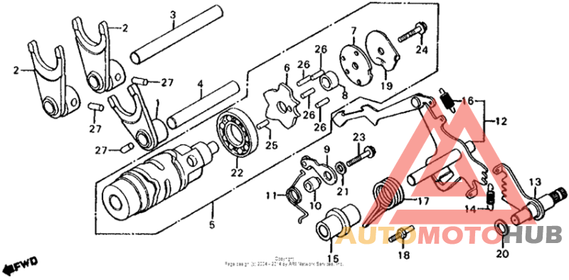 Shift drum + shift fork