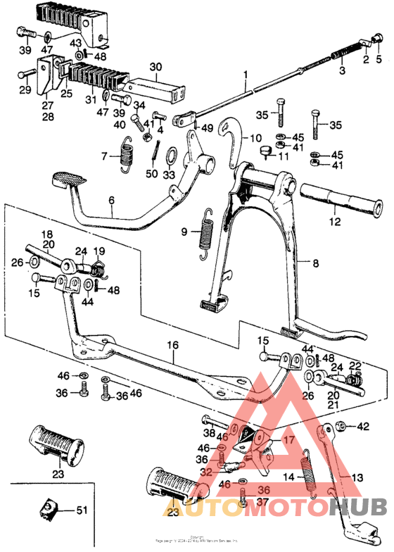 Brake pedal + main stand