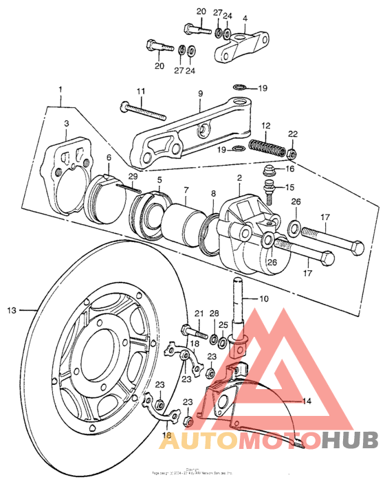 Cb350g front brake caliper + disc
