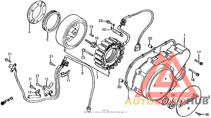 Left crankcase cover + alternator