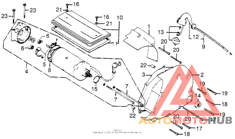 Starting motor + crankcase rear cover