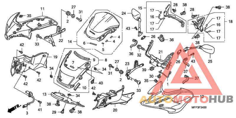 Fr. cowl/side cowl/windsc reen