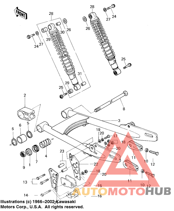 Swing arm/shock absorbers
