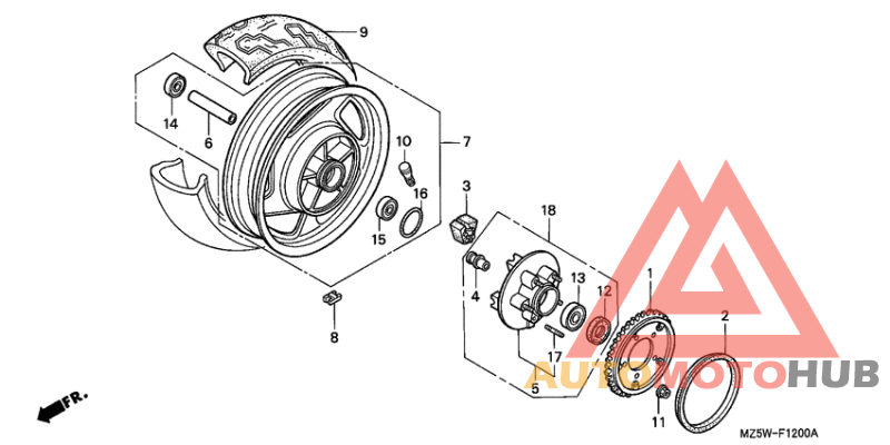 Rear wheel complete assy