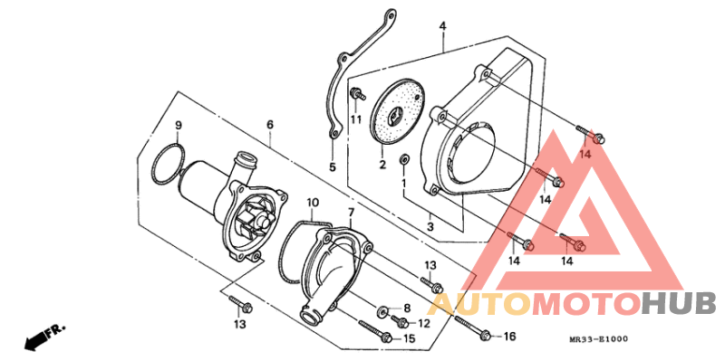 Left rear cover/ water pump
