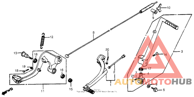 Shift pedal + kick starter arm + brake pedal 82