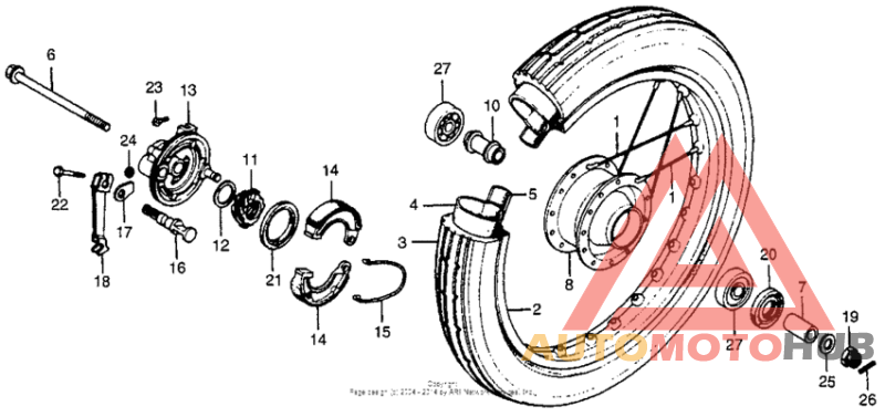 Front wheel + front brake panel