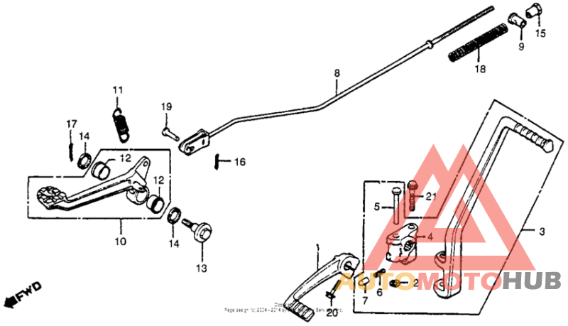 Change pedal + brake pedal + kick starter arm