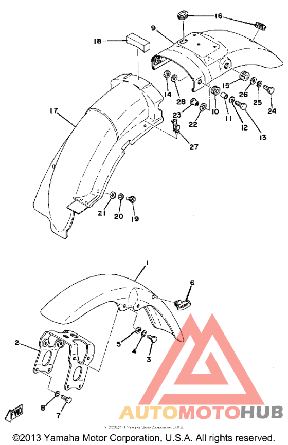 Front fender-rear fender