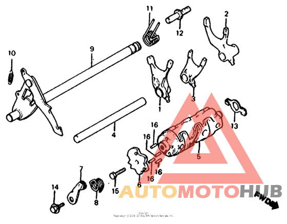 Shift drum + shift fork