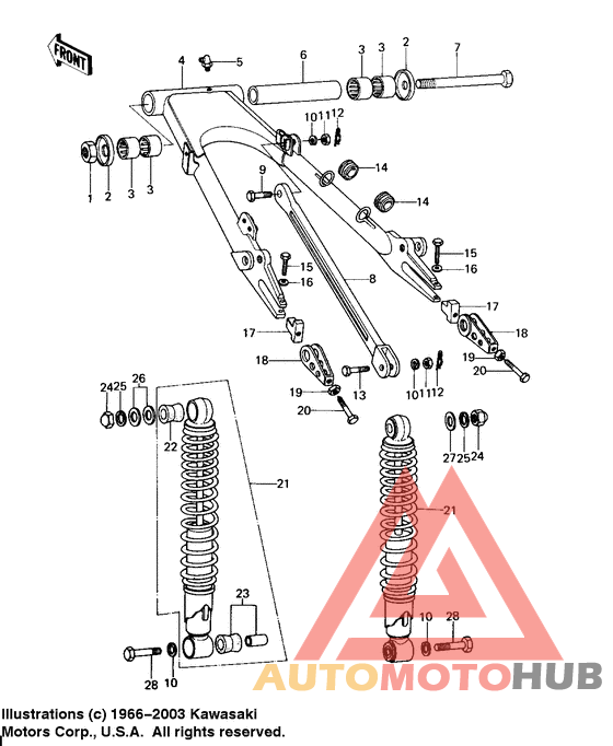 Swing arm/shock absorbers