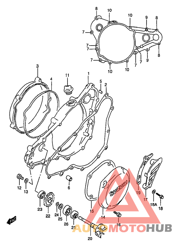 Crankcase cover- water pump