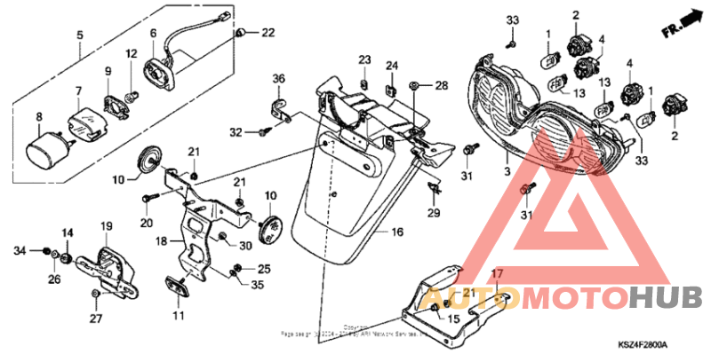 Rear combination light + rear fender