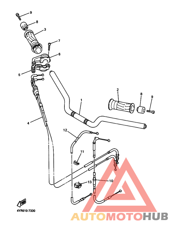 Рулевой рычаг и кабель