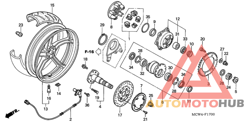 Rear wheel complete assy