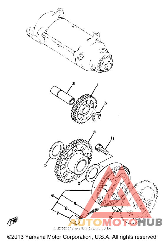 Starting motor unit