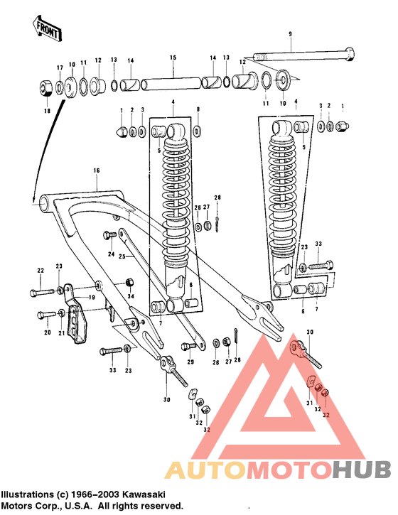 Swing arm/shock absorbers