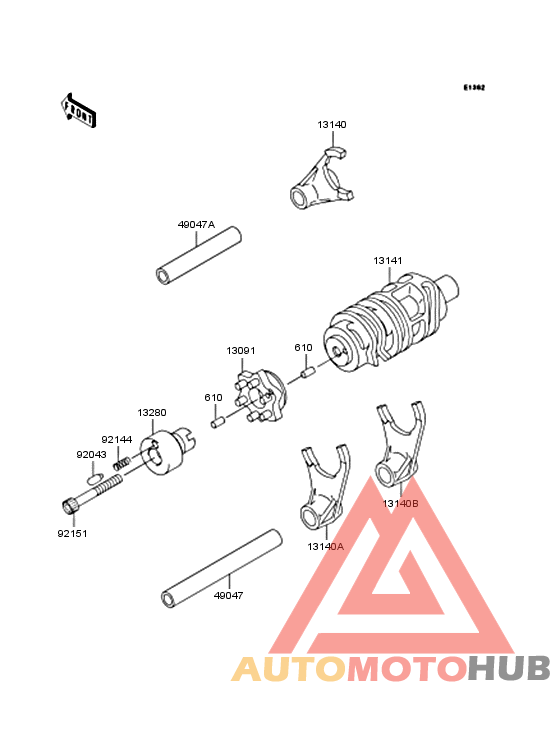 Gear change drum & forks