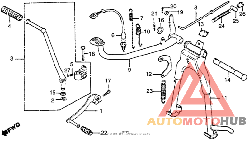 Main stand + arm + gearshift pedal