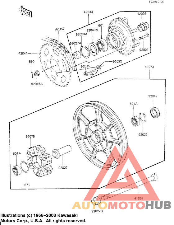 Rear wheel/hub/chain