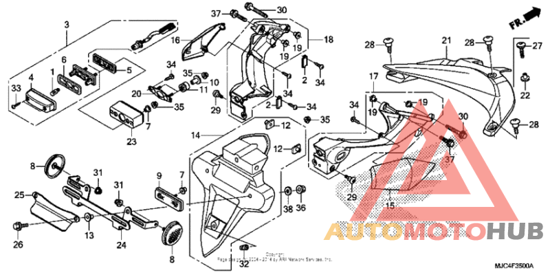 Rear fender + license light