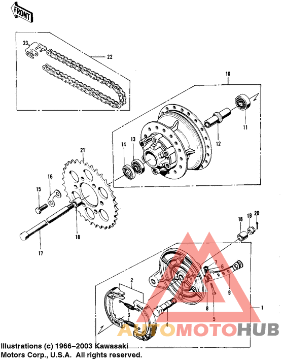 Rear hub/brake/chain