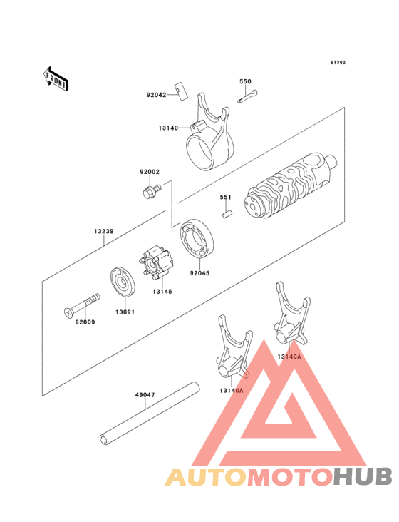 Gear change drum/shift forks