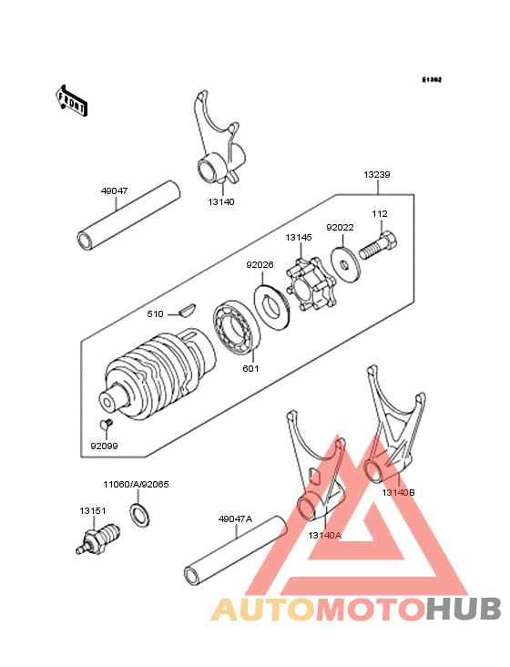 Gear change drum & forks