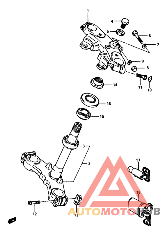 Steering stem gsx1100ese/efe/esf/eff/esg/efg,gs1150esf/eff/e