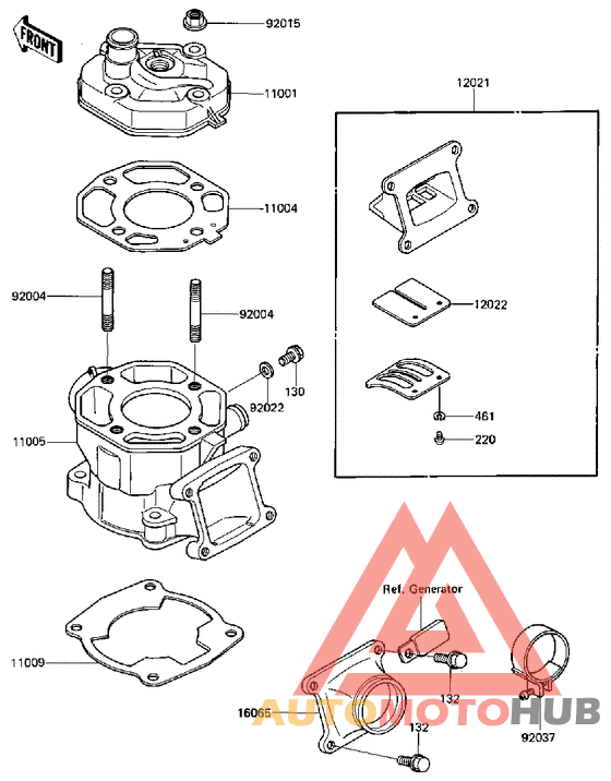 Cylinder head/cylinder/reed valve