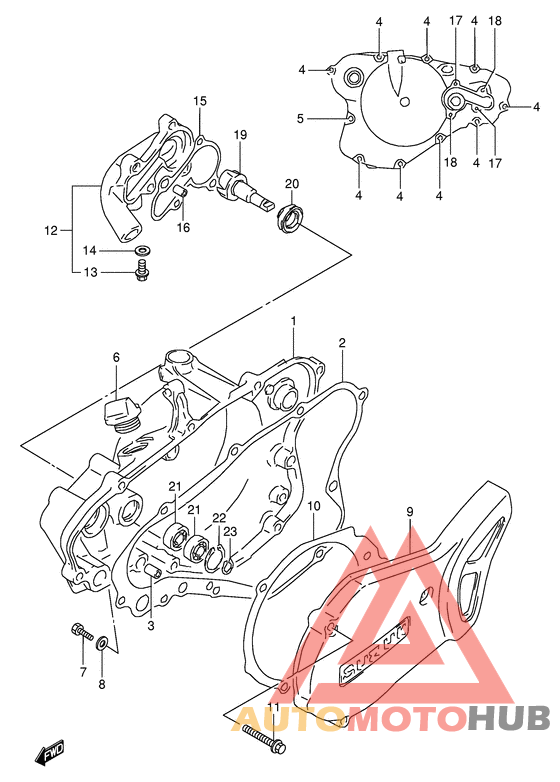 Crankcase cover- water pump