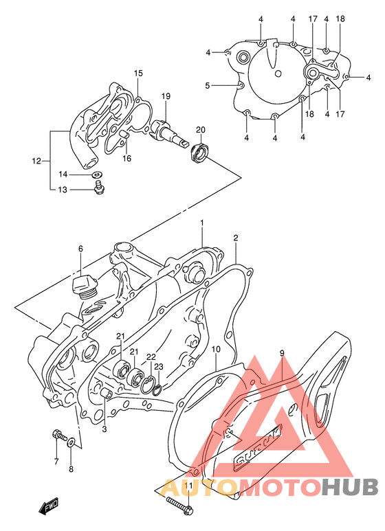 Crankcase cover - water pump