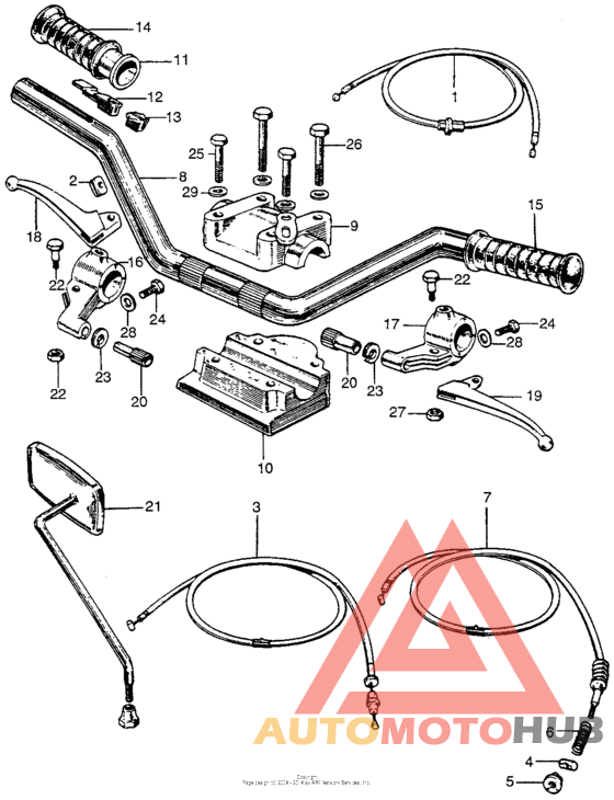 Control levers (2) + cables (2) + handlebar (2)